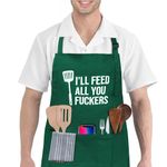 Funny Apron, Adjustable Kitchen Apron with 3 Pockets, Cooking Chef Apron for Women Men, Gardening Baking Aprons, Green