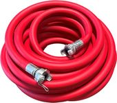 50ft Red Jackhammer Air Hose, 3/4 Inch Rubber Pneumatic Hose Assembly for Jack Hammers & Air Tools, 300PSI Universal Chicago Couplings Fittings for Air Compressors