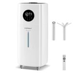 COSTWAY 21L Humidifier for Large Room, 5.5 Gal Whole House Ultrasonic Humidifier with 3 Mist Levels, Extension Tube, 360° Nozzles & Remote Control, Top Fill Commercial Humidifier with Wheels for Home