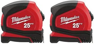 Milwaukee 48-22-6625 25' Heavy Duty Compact Tape Measure, 2-Pack