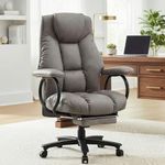 Big and Tall Office Chair 500LBS for Back Pain Relief, Heavy Duty Executive Office Chair with Foot Rest, Ergonomic Office Chairs for Long Hours Sitting, Computer Chairs. Grey