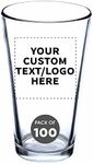 Custom Libbey Pint Glass 16 oz. Set of 100, Personalized Bulk Pack - Beer Glasses, Heavy Duty Drinkware - Clear