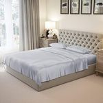 Mulberry Park 100% Pure King Silk Sheet Set 4 Pcs - 22 Momme 6A Mulberry Silk Bed Sheets with 16" Deep Pocket - Breathable, Ultra-Soft, Oeko-TEX Certified, Seamless - Silver