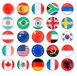 EANAGO Set of 25 beautiful fridge magnets with colourful glass surface - with rubber layer as surface protection – for kitchen, office, etc. - whiteboard magnets - small magnets (Flags)