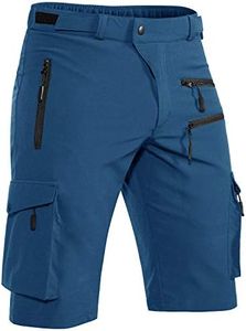 Hiauspor Men's Mountain Bike Shorts Stretch Hiking Cargo Shorts Quick Dry with Zipper Pocket for Bicycle Cycling Casual Tactical Golf(Indigo 4XL)