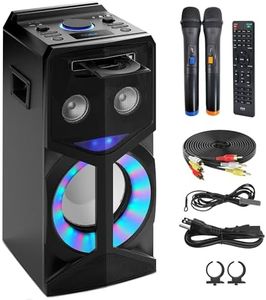 Pyle Audio Video DVD Karaoke PA Speaker System w/2 Wireless Microphones - 800W Built-in Multimedia Disc Player, Bluetooth, FM Radio, USB Slot, LED Display Screen, Remote Control and Cables included