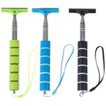 Nayubo 3 PCS Car Side Mirror Squeegee, Rearview Mirror Wiper Telescopic Handle Cleaning Tool for Auto Glass Universal Car Accessories for Rainy Foggy Weather (Black/Green/Blue)