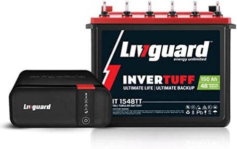 Livguard Inverter & Battery Combo |LGS1000i_IT 1548TT |LGS1000i - 800 VA/12V Sine Wave Inverter |IT 1548TT 150 Ah with 54 Months Battery Warranty |Reliable for Home, Office and Shop