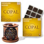 Copal Incense Bricks & Flower of Life Exotic Burner by Aromafume | 2 Trays x 9 bricks | Protium Copal (Burseraceae) | Ideal for Spiritual Cleansing & Enhanced Connection | Low-smoke & Non-toxic