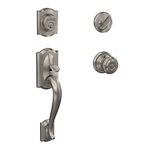 Camelot Single Cylinder Handleset and Georgian Knob, Satin Nickel (F60 V CAM 619 GEO)