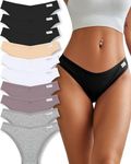 FINETOO 10 Pack Womens Cotton Underwear Sexy Stretch Bikini Panties Low Rise Hipster Ladies Soft V-Waist Cheeky S-XL, Multicolor J, Large