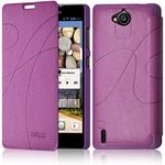 Seluxion – Case with Side Flap and Card Holder for Huawei Ascend G740 Purple + Screen Protector