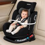 Infantso RIDE-ON - ISOFIX (ECE R44/04 Certified) Car Seat 360° Rotating Recliner Baby Car Seat for 0 to 12 Years Convertible Carseat for Baby & Kids | Forward Facing & Rear Facing, 5-Adjustable Recline Levels, Adjustable Headrest with 3-Point Safety Harness (Grey)