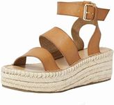 The Drop Women's Listilla Espadrille Flatform Ankle Strap Sandal, Microsuede Cognac, 10 UK