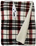 Biddeford 4493-9062183-744 Electric Heated Velour with Sherpa Throw, 50-Inch by 62-Inch, Linen Plaid