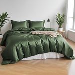 LINENWALAS 100% Organic Bamboo Complete Core Bedding Set for King Size Bed 4Pcs Set- Soft Cooling Bamboo Silk Bedding Set - 1 Duvet Cover, 1 Fitted Sheet & 2 Pillowcases (King, Avocado Green)