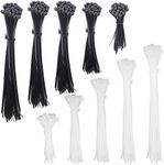 Zip Ties 250PCS Cable Zip Ties Assorted Sizes 4"+ 6"+ 8"+ 10"+ 12" Width 0.16" Cable Ties, Heavy Duty Self-Locking Nylon Black Wire Ties and Clear White Zip Ties for Indoor and Outdoor(Black & White)