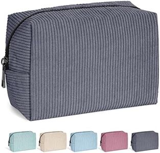 MAANGE Small Makeup Bag Travel Cosmetic Bag Makeup Pouch Corduroy Portable Versatile Zipper Pouch for Women(Black)