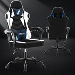 G GERTTRONY Gaming Chair Computer Gaming Chaise Racing Video Game Chairs with Lumbar Support and Headrest (White/Black)