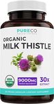 USDA Organic Milk Thistle Capsules - 80% Silymarin Supplement for Liver Support- Super Concentrated 300mg of 30:1 Milk Thistle Extract Equivalent to 9,000mg - Milk Thistle Liver Detox 60 Day Supply