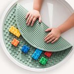 Inspire My Play - Silicone Building Blocks Baseplate - Compatible with all Major Building Block Brands - Double Sided for Large Building Blocks - Perfect Accessory for Sensory PlayTray - Smoke Green