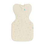 Love To Dream Swaddle UP, Baby Sleep Sack, Stage 1, 1.5 TOG Newborn Baby Swaddle Sack - Soft Stretch Cotton Fleece in Twigs Oatmeal - Arms Up Design for Safer, Better Sleep, Newborn 2.2-3.8kg