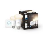 Philips Hue White Smart Light Starter Kit - Includes a (1) Bridge and (2) 75W A19 White LED Bulbs - Control with App - Works with Alexa, Google Assistant and Apple HomeKit