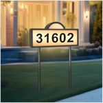 Solar Address Signs for Houses, House Number for Outside Waterproof, Address Plaques for House Numbers, Cold/Warm White Illuminated, Wall Mounted/In Ground Address Number for Front Yard, Driveway