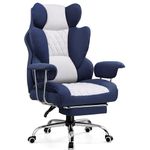 GTPLAYER Gaming Chair, Executive Office Desk Chair Ergonomic Computer Chair with Footrest Heavy Duty High Back Lumbar Support Home Recliner Swivel Chair (Dark Blue-White)