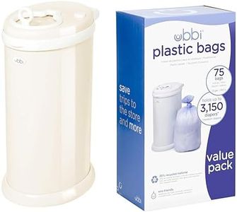 Ubbi Steel Odor Locking Diaper Pail + Disposable Pail Bags Value Pack