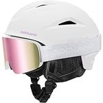 Odoland Snow Ski Helmet with Goggles Set - Sport Helmet with Protective Glasses for Men and Women - Windproof Adult and Youth Skiing Gear for Snowboarding, Skiing, Snowmobile White Purple S