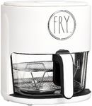 Rae Dunn 1200W 4Qt Air Fryer with GLASS Frying Basket, Dishwasher Safe, 2 Tier Tray, 60 Minute Timer, Digital Touch Display, and 6 Presets - Variable Temperature Control 175F - 400F, Cream