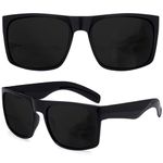 XL Men's Big Wide Frame Black Sunglasses - Extra Large Square 148mm