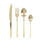 Russell Hobbs Vienna 32 Piece Cutlery Set – 18/0 Stainless Steel Silverware, Service for 8, Forks, Knives, Tablespoons and Teaspoons, Dishwasher Safe Flatware, Gold Satin Finish