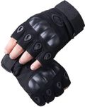 CULINA Nylon Tactical Half Finger Gloves for Sports, Hiking, Cycling, Travelling, Camping, Outdoor, Motorcycle Riding Fingerless Half Finger Men Women Work Outdoor Gloves (Black)