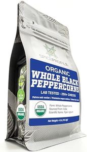 Spice Profile USDA Organic Black Peppercorns Whole, Lab Tested for Heavy Metals, Resealable 4oz Pouch, Kali Mirch, Pimienta Negra en Granos