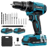 MHPRO Cordless Drill Set 21V, Cordless Hammer Drill with 2 Batteries 2000mAh, 25+3 Torque, 42N.m Max Electric Drill, 2 Speed, LED Light,14PCS Drill Bits for Home and Garden DIY Project