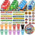 TOQI 86 Pcs Train Party Favors,Train Print Party Supplies Include Stickers Stamps Keychains Slap Bracelets and Drawstring Bags Party Decorations for Kids TrainTheme Birthday Party Favors Supplies