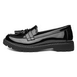 Lilley Angel Womens Black Patent Tassel Loafer - Size 6 UK - Black