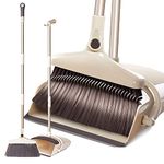 Suicune Broom and Dustpan Set - Stand Up Brush and Dust Pan Combo for Upright Cleaning - Remove Hair with Built-in Wisp Scraper - Kitchen, Outdoor, Hardwood Floor & Garage Tiles Clean Supplies