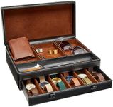 Juvale Faux Leather Mens Jewelry Box Organizer, Valet Tray for Watches (Black, 12.6 x 9 x 4 In)