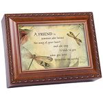 Cottage Garden A Friend's Song Woodgrain Rope Trim Music Box Plays That's What Friends are for