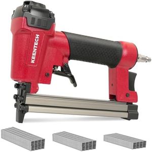KEENTECH Pneumatic Staple Gun 22 Gauge, Air Upholstery Stapler with 3765pcs 3/8" Crown Staples 1/4"-5/8", Ready-to-Use Air Staple Gun with Staples, Safety Trigger, for Wood Furniture Fabric Leather