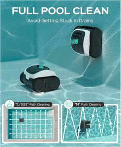 WYBOT C1 Cordless Robotic Pool Vacuum – 150min Runtime, 4-in-1 Wall & Waterline Cleaning, App Control, White
