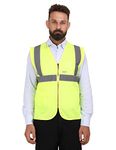 CLUB TWENTY ONE Workwear Reflective Safety Vest, High Visibility Neon Waistcoat for Traffic Running Cycling Sports with 2 Inch Reflective Tape (M, Yellow)