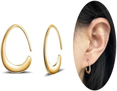 Tiny Pull Through Earrings Small Teardrop Hoop Earrings 14K Gold Plated Drop Dangle Earrings for Women Trendy