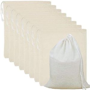 25 Pack Cotton Muslin Bags Reusable Mesh Bags with Drawstring 100% Cotton White