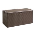 Amazon Basics Garden Storage Box with Lockable Lid, Outdoor Deck Box for Patio Cushions and Gardening Tools, Weather-Resistant, 375 Litre, Brown