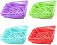 Jucoan 20 Pack Classroom Storage Baskets,10 x 7 x 2.5 Inch Colorful Stackable Desktop Plastic Storage Organizer Tray, Pen Pencil Paper Organizer Tray for School Office Library