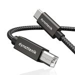 dynattenik USB-C to B MIDI Interface Adapter for MIDI Keyboard Controller - 2.0m, Braided Nylon, Metal